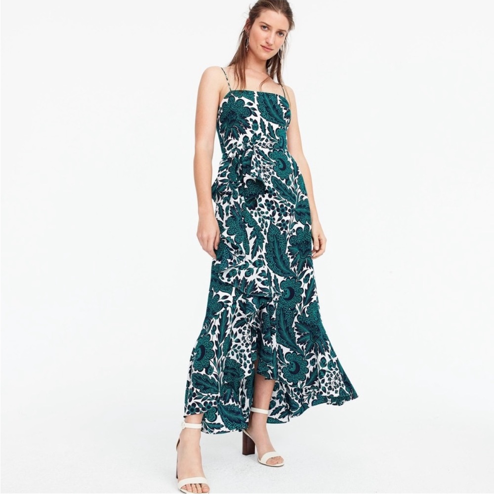 J. crew 100% silk jewel-tone floral midi dress